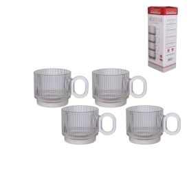 Jogo De Canecas Vidro 170Ml Graffiato Hauskraft - 4 Peças