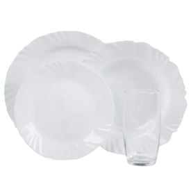 Aparelho de Jantar Opaline P&eacute;tala com Copos Nadir 16 Pe&ccedil;as - Branco