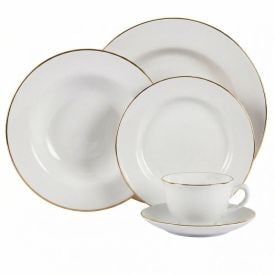 Jogo de Jantar Porcelana com Filete de Ouro Imperial Havan Casa - 20 Pe&ccedil;as