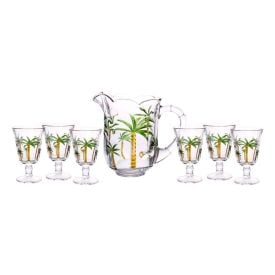 Jogo de Jarras com Taças Palm Lyor - 7 Peças