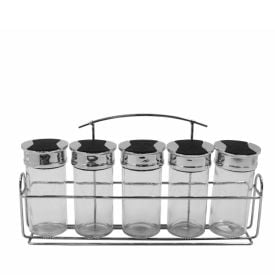 Jogo de Porta Condimentos com Suporte 90Ml Havan Casa - 5 peças
