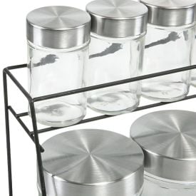 Jogo De Porta Condimentos Com Suporte Havan Casa 8 Peças - Preto
