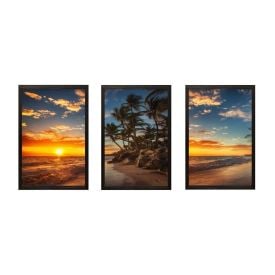 Jogo de Quadros Decorativos 28Cm 3 Peças Fx Quadros - Coqueiros