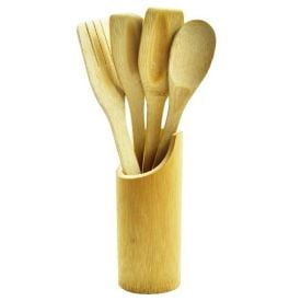 Jogo De Utensílios Bambu 5 Peças - Imporiente