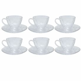 Jogo De Xicaras Com Pires Botânica 170Ml Havan Casa 12 Peças - Transparente