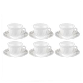 Jogo de Xícaras com Pires Opaline Milano 190Ml Havan Casa 12 pçs - Branco