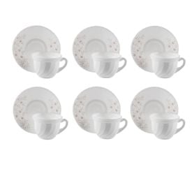 Jogo de Xícaras com Pires Opaline Safira 190Ml Havan Casa 12 pçs - Branco