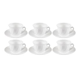 Jogo de Xícaras com Pires Opaline Valência 190Ml Havan Casa 12 pçs - Branco
