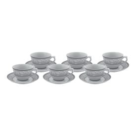Jogo de Xicaras com Pires Porcelana Atenas Havan Casa 220 ml - 12 Peças