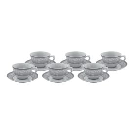 Jogo de Xicaras com Pires Porcelana Atenas Havan Casa 220 ml - 12 Peças