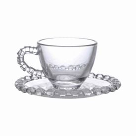 Jogo De Xicaras De Café Com Pires L Hermitage 80Ml 8 Peças - Transparente 