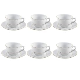 Jogo de Xícaras com Pires Porcelana Royal Havan Casa 12 Peças - 220ml