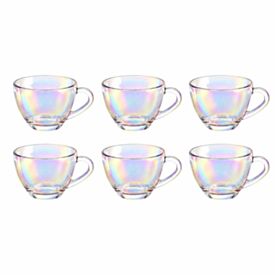 Jogo de Xícaras para Chá Rainbow 280Ml 6 Peças em Casa Tem Glass - Furta-Cor