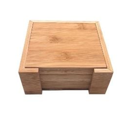 Jogo Descanso De Copo Com Suporte Quadrado 6 Peças - Bambu