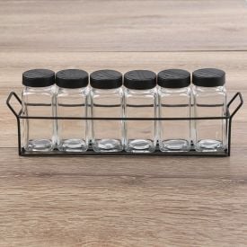 Jogo Porta Condimentos Com Suporte 85Ml Havan Casa - 6 Peças