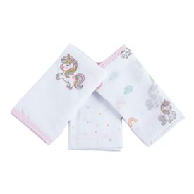 Kit 3 Panos de Boca 32X32cm 100% Algod&atilde;o Havan Baby - Unic&oacute;rnio