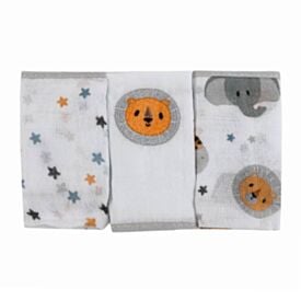 Kit 3 Panos de Boca 32X32cm 100% Algodão Havan Baby - Safari