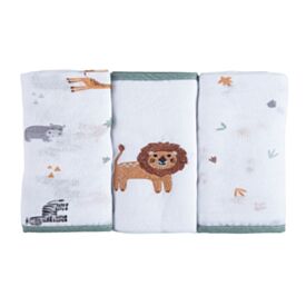 Kit 3 Panos de Boca 32X32cm 100% Algodão Havan Baby - Selva