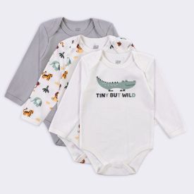 Kit Bebê Body Manga Longa 3 Peças Yoyo Baby