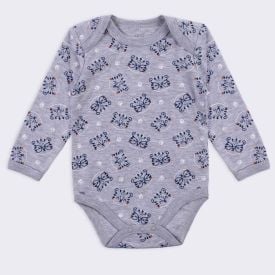Kit Bebê Body Manga Longa 3 Peças Yoyo Baby Azul Claro Tigre