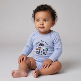 Kit Bebê Body Manga Longa 3 Peças Yoyo Baby Azul Carrinhos