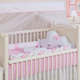 Kit Berço New Americano 9 Peças Yoyo Baby - Nuvem Estrelar Rosa