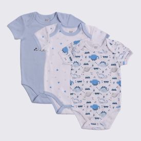 Kit Body Bebê 3 Peças Yoyo Baby Azul Dino Da Montanha