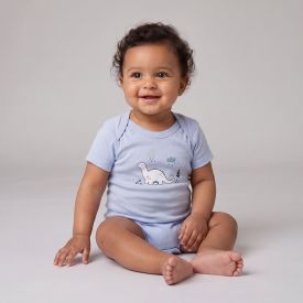 Kit Body Bebê 3 Peças Yoyo Baby Azul Dino Da Montanha