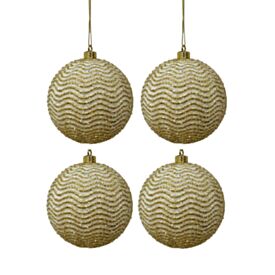 Kit Bolas de Natal 8Cm Glitter em Ondas Rio Master 4 Unidades - Dourado