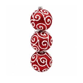 Kit Bolas de Natal Glitter Vermelho com Branco 03Unidades 10Cm Havan Casa