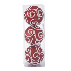 Kit Bolas De Natal Glitter Vermelho E Branco 3 Unidades Havan Casa - ST79647