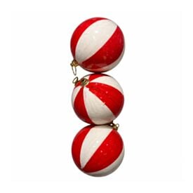 Kit Bolas de Natal Pirulito Vermelho e Branco 03Unidades 08Cm Havan Casa