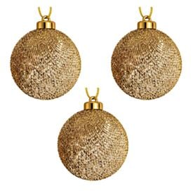 Kit Bolas de Natal Twist Champanhe 03Unidades 08Cm Havan Casa