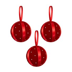 Kit Bolas de Natal Veludo com Strass Vermelho 03Unidades 08Cm Havan Casa