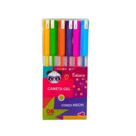 Kit Caneta Esferográfica Gel Neon 6 Peças - Luluca