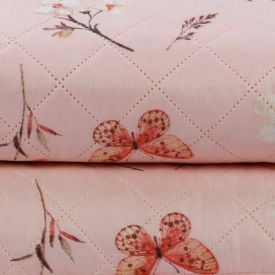 Kit Colcha Casal Estampada Versalhes/Napoli Havan Casa 3 Peças - Floral Borboleta Rose