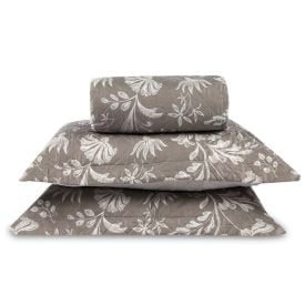 Kit Colcha Casal Versalhes/Napoli Estampada Havan Casa 3 Peças - Floral Taupe