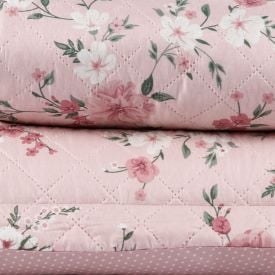 Kit Colcha Casal Versalhes/Napoli Estampada Havan Casa 3 Peças - Floral Rose