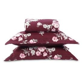 Kit Colcha Queen Estampada Versalhes/Napoli Havan Casa 3 Peças - Floral Vinho