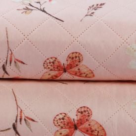 Kit Colcha Queen Estampada Versalhes/Napoli Havan Casa 3 Peças - Floral Borboleta Rose