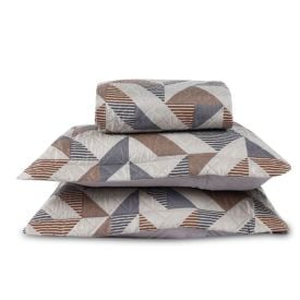 Kit Colcha Queen Versalhes/Napoli Havan Casa 3 Peças - Bege Com Cinza