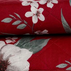Kit Colcha Solteiro Estampada Versalhes/Napoli Havan Casa 2 Peças - Toscana Vinho Floral