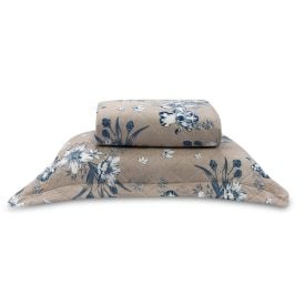 Kit Colcha Solteiro Estampada Versalhes/Napoli Havan Casa 2 Peças - Floral Azul Linho