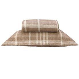 Kit Colcha Solteiro Estampada Versalhes/Napoli Havan Casa 2 Peças - Xadrez Bege