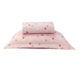 Kit Colcha Solteiro Estampada Versalhes/Napoli Havan Casa 2 Peças - Corações Rose