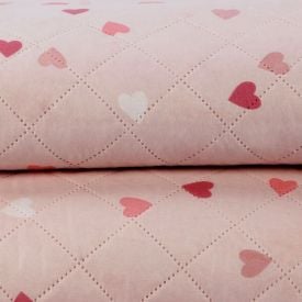 Kit Colcha Solteiro Estampada Versalhes/Napoli Havan Casa 2 Peças - Corações Rose