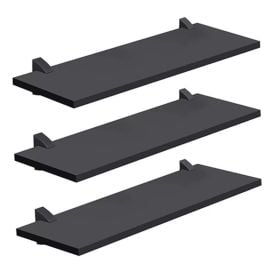 Kit com 3 Prateleiras com Suporte 20X60 cm Prat-K - Preto