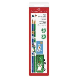 Kit Escolar Pets 4 Peças Faber Castell - Verde e Azul