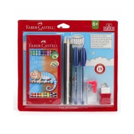 Kit Escolar Pr&aacute;tico Faber Castell - 19 Unidades