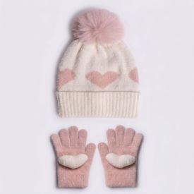 Kit Gorro e Luva Infantil Menina Yoyo Kids - OFF WHITE U